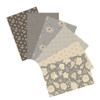 Wildflower Cottage Quiet Garden Bundle featuring six studio cut fat quarters in coordinating charcoal, grey, linen and lavender floral quilting fabrics from the Wildflower Cottage collection by Renee Nanneman for Andover Fabrics.