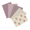 Wildflower Cottage Evening Heather Bundle featuring five studio cut fat quarters in coordinating lavender, heather and linen floral quilting fabrics from the Wildflower Cottage collection by Renee Nanneman for Andover Fabrics.