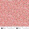 Makower UK The Nutcracker Collection Twinkle Red on Cream fabric with red and pink stars and starbursts on cream, shown with a ruler for scale.