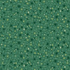 Makower UK The Nutcracker Collection Twinkle Green fabric with layered green stars, starbursts and small geometric motifs on a green background.