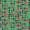 Makower UK The Nutcracker Collection Soldiers Green fabric with red, green and navy Nutcracker soldiers and pale starbursts on a festive green background.