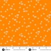 Andover Fabrics Ghostly Garden Spin and Spot in Orange cotton fabric with peach spots and tiny spiders on vivid orange, shown with ruler for scale