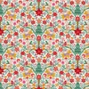 Thread & Ink Designs Deck The Halls Nordic Noel cream cotton fabric with golden reindeer, Christmas trees, rabbits, birds and colourful festive florals