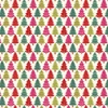 Thread & Ink Designs Deck The Halls Pine Parade cream cotton fabric with red, pink, teal and green decorated Christmas trees