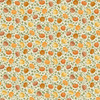 Alt: Pumpkin Spice Cream fabric from Hello Autumn by Makower Fabrics showing scattered pumpkins in orange, gold, and brown with green vines on a cream background.