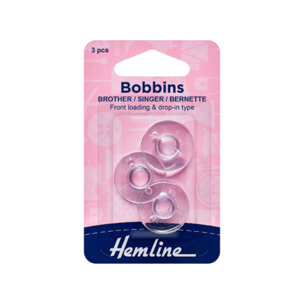 Hemline Vertical & Drop-In Load Plastic Bobbin in package