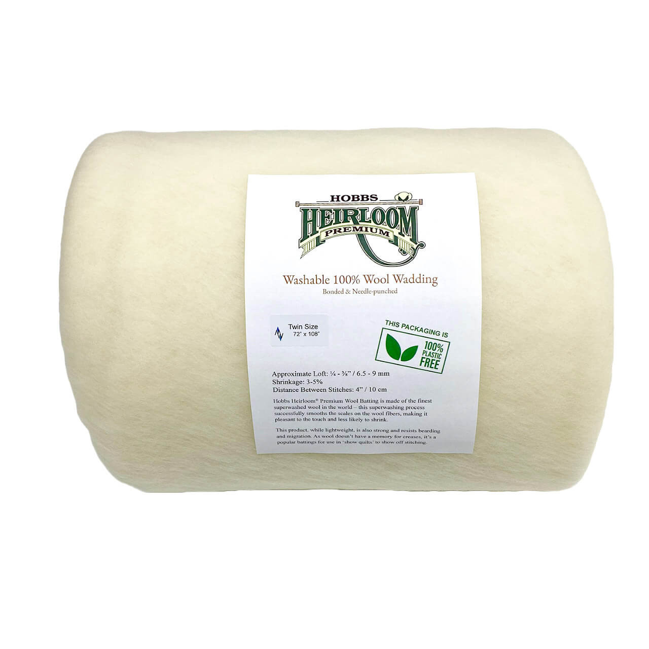 Heirloom Premium 100% Natural Wool Wadding - Twin size pack