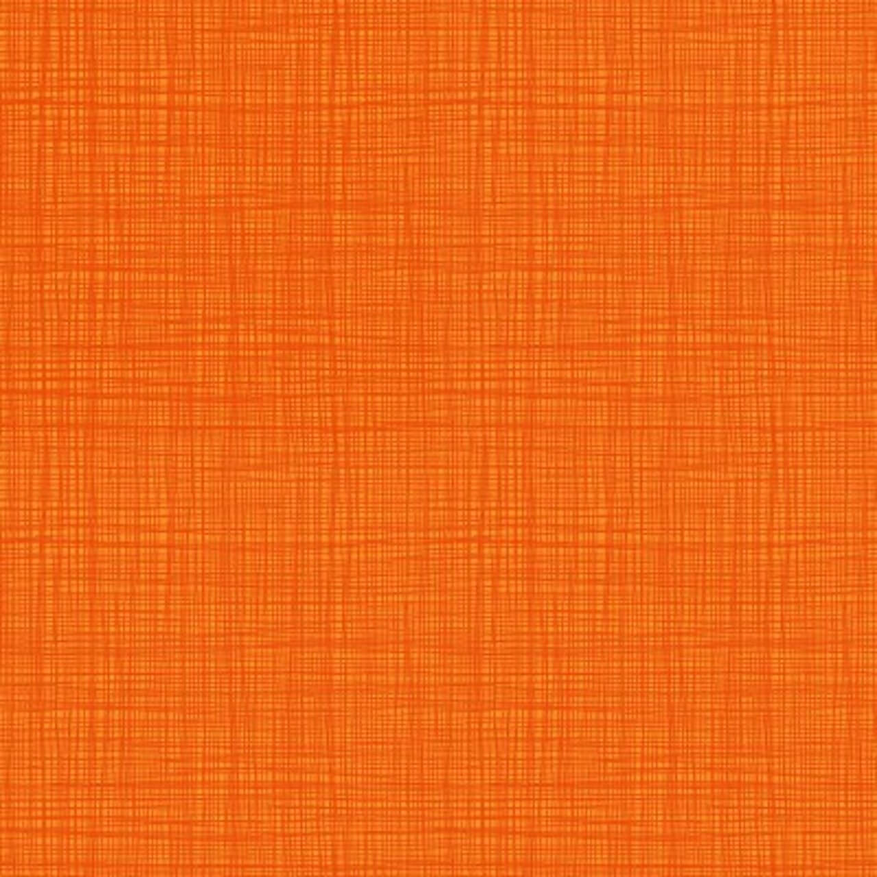 Linea - Carrot 100% cotton fabric. Makower Linea Carrot fabric showcasing an orange tone-on-tone loose weave texture.