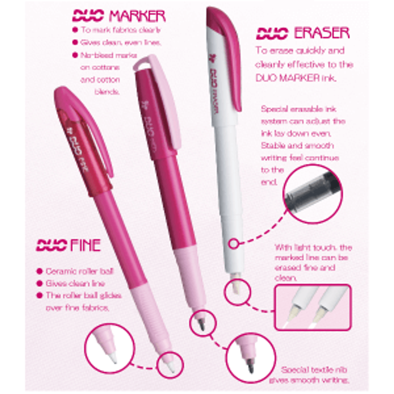 Sewline Duo Marker and Eraser specification illustration