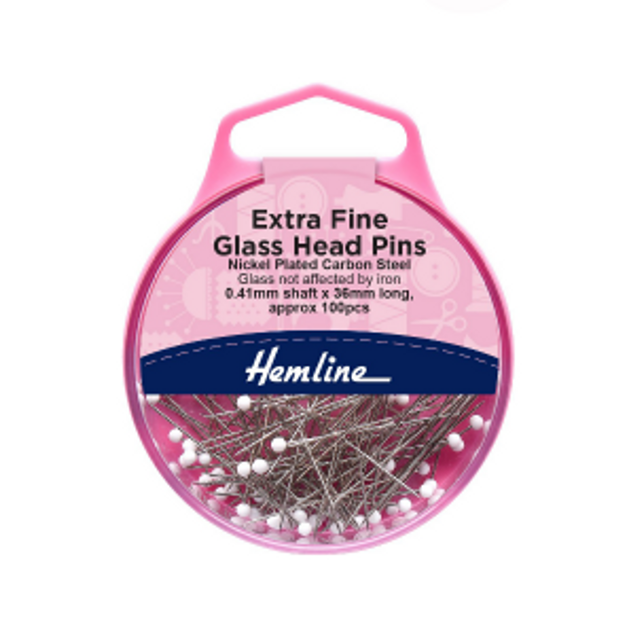Extra Fine White Glass Head Pins |  3/8″ x 1-3/8″, 100 pcs