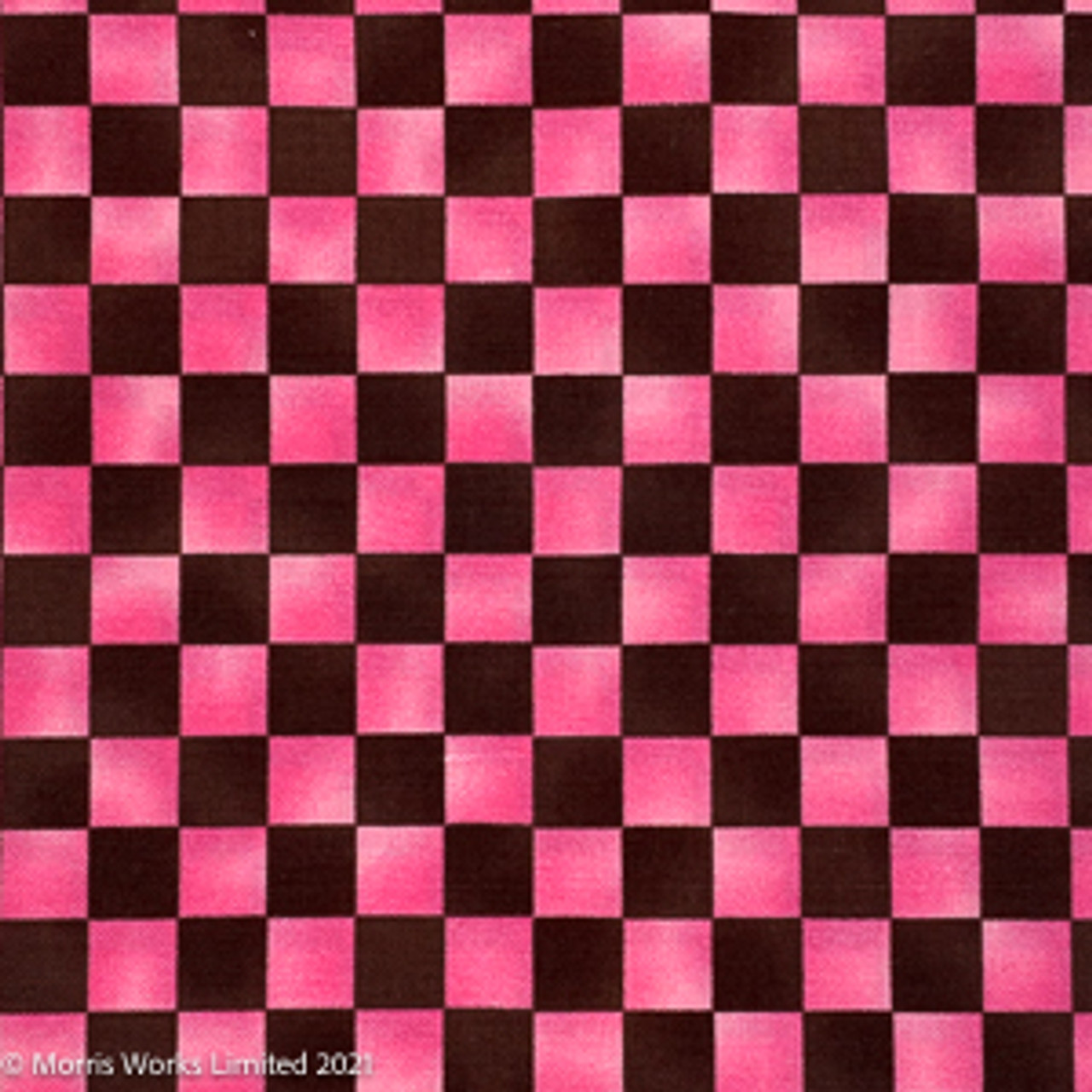 Graphix Pink Brown Checker 100% Cotton Paintbrush Studio Fabric UK