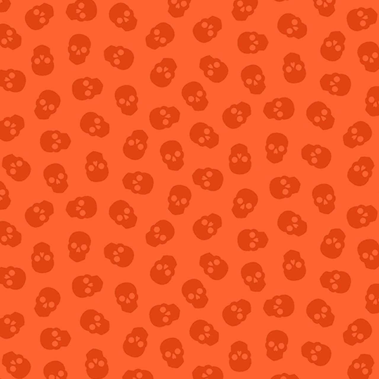 Craft with Edge: Tainted Love fabric featuring a skull motif on a red-orange background