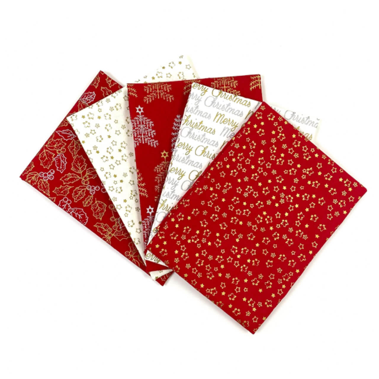 Red & White Christmas Celebration Fat Quarters - 5 Fabric Bundle