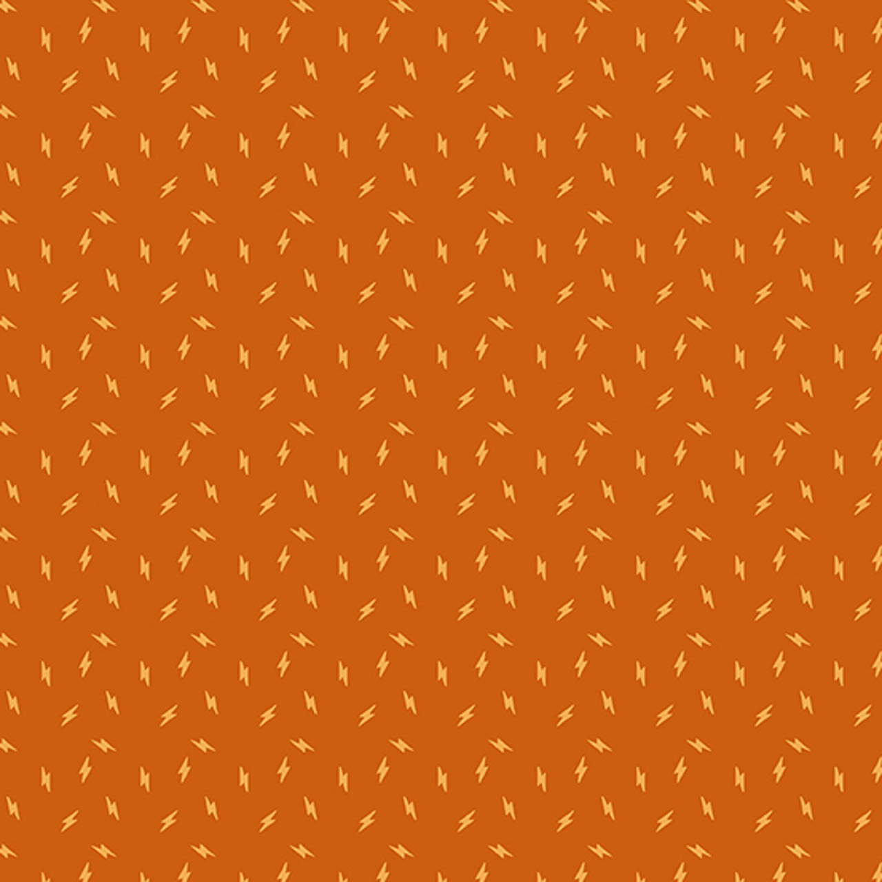 Light Orange Lightning Bolts against a dark orange backdrop - Atomic's Rusty by Andover Fabrics