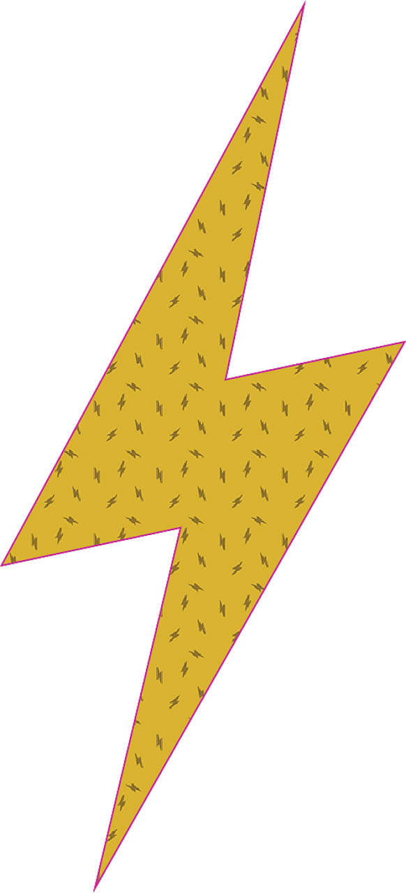 Dark yellow Dijon fabric with brown lightning bolts, view of Atomic Collection's Dijon by Libs Elliot