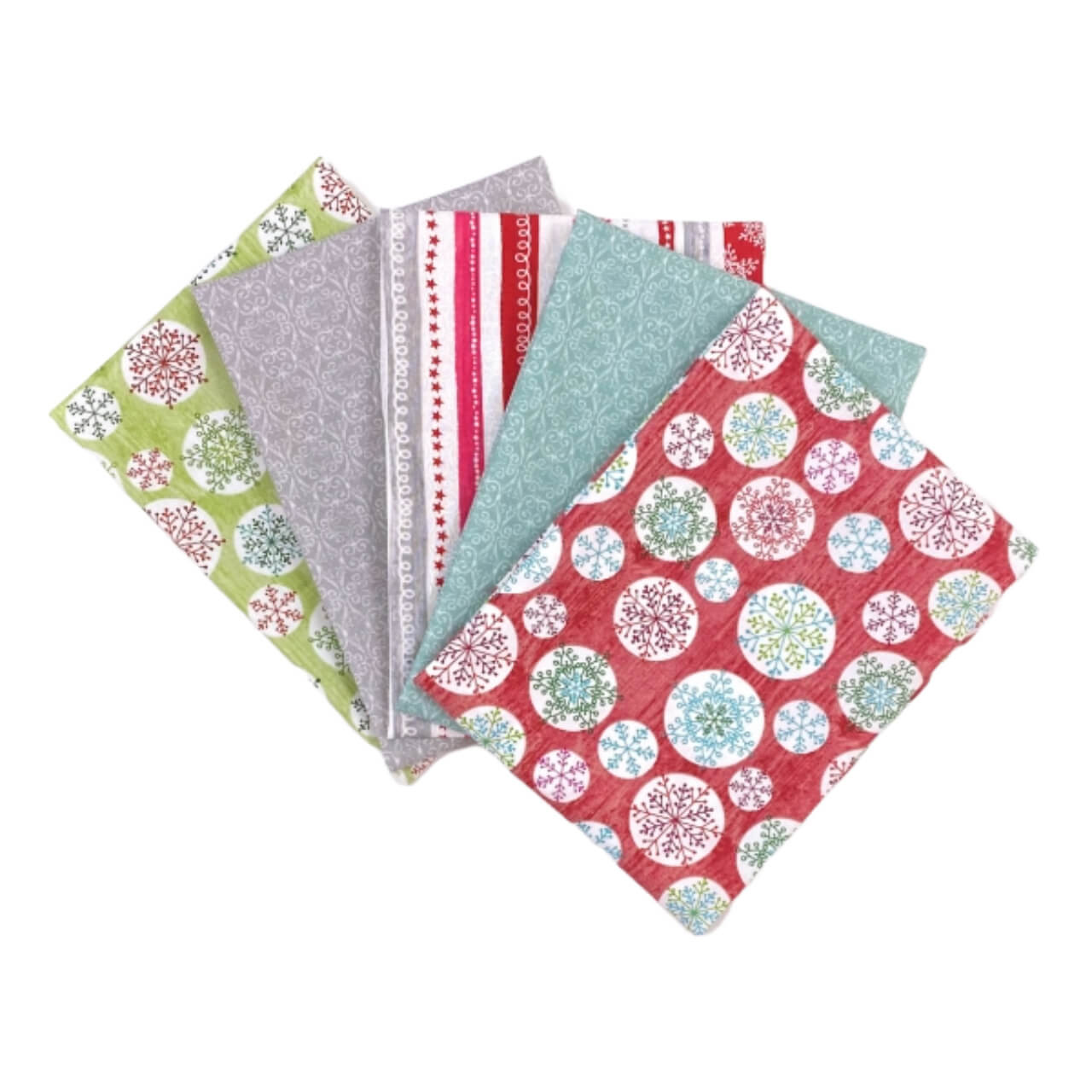 Hearty Snowman: Modern Christmas 5 Fabrics Fat Quarter Bundle