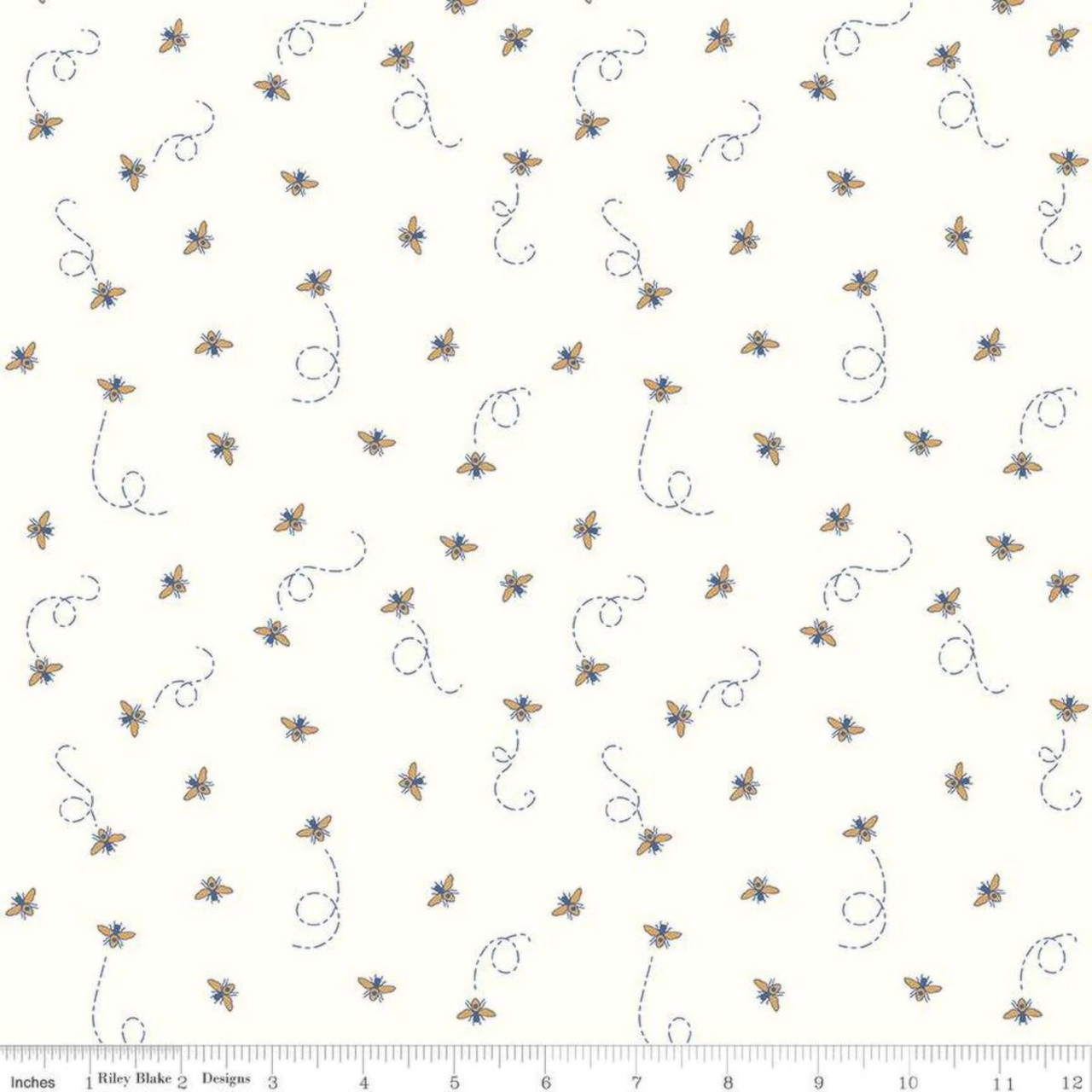 Fabric Sample: Daisy Fields Bees against a cream background by Riley Blake Designs