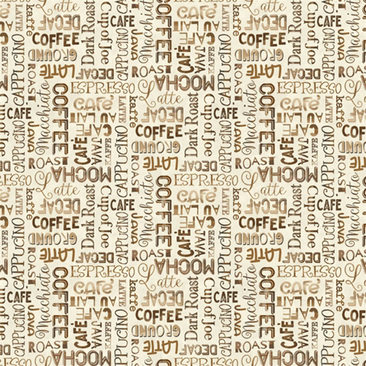 Fabric Sample: Dark Roast on cream from the Perk Up Collection by Michael Miller