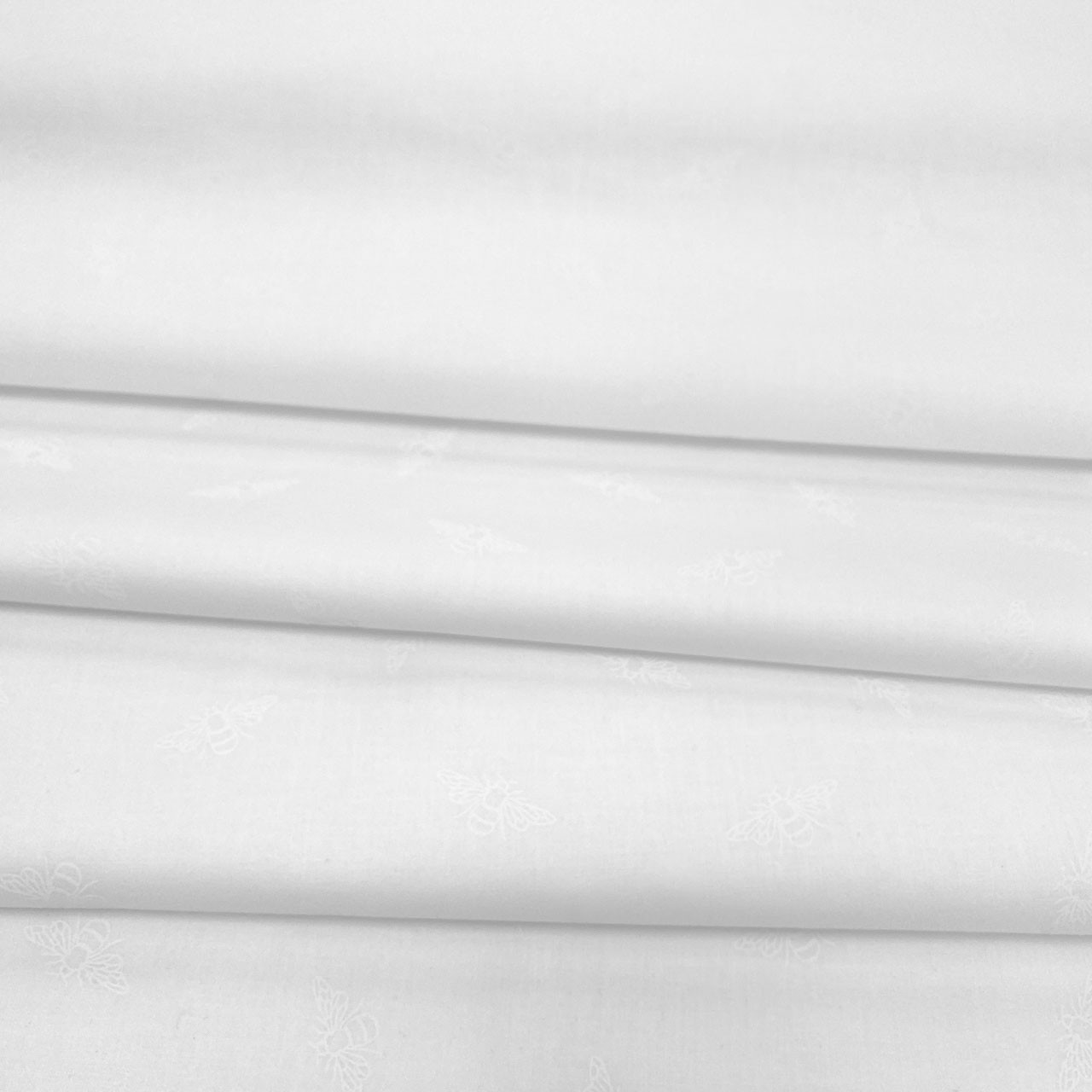 Fabric sample: P&B Textiles' Ramblings Spring white on white Bees fabric