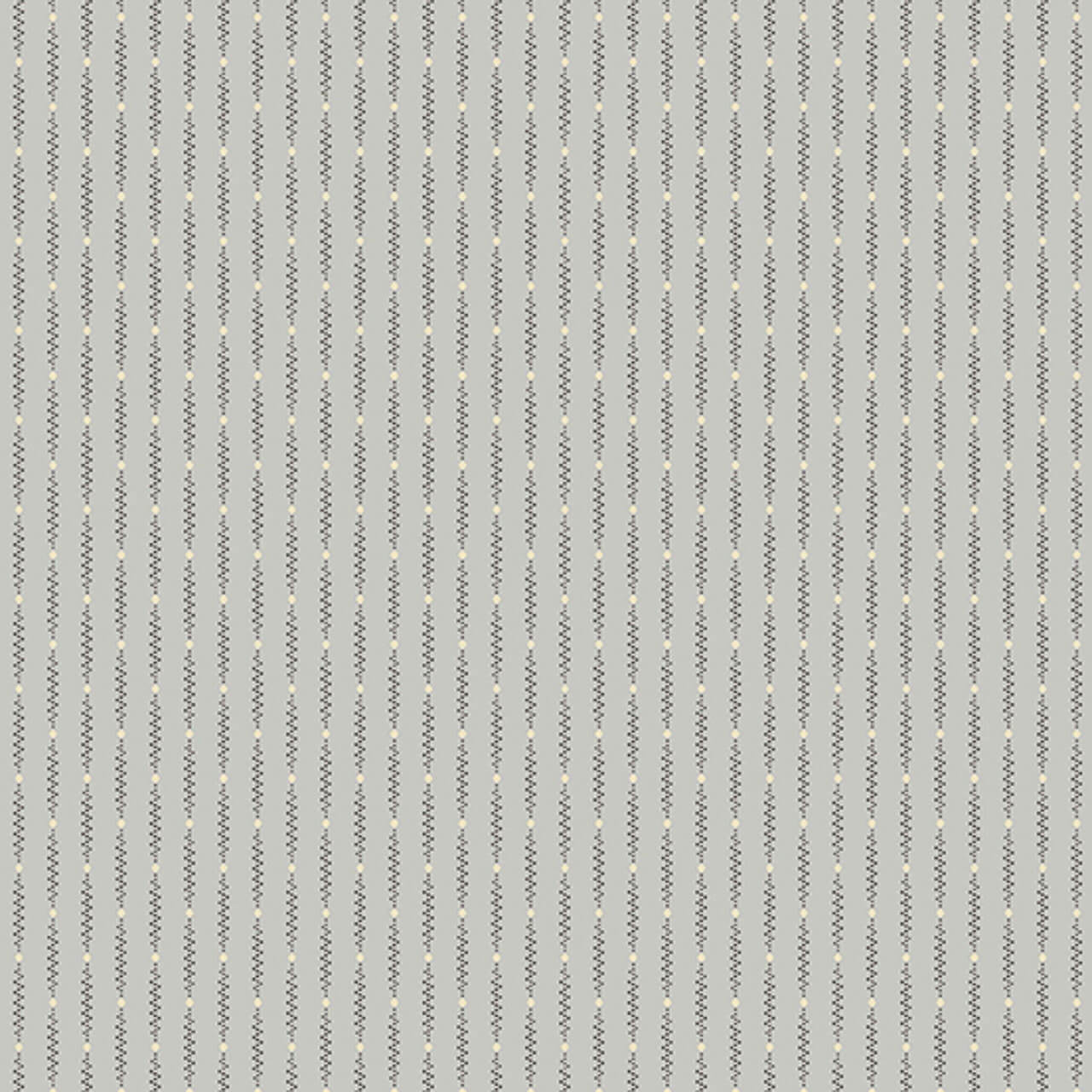 Close-up of Dot Zipper in Silver fabric from Andover's Jewel Box Collection, showcasing detailed grey ditsy prints on 100% cotton material