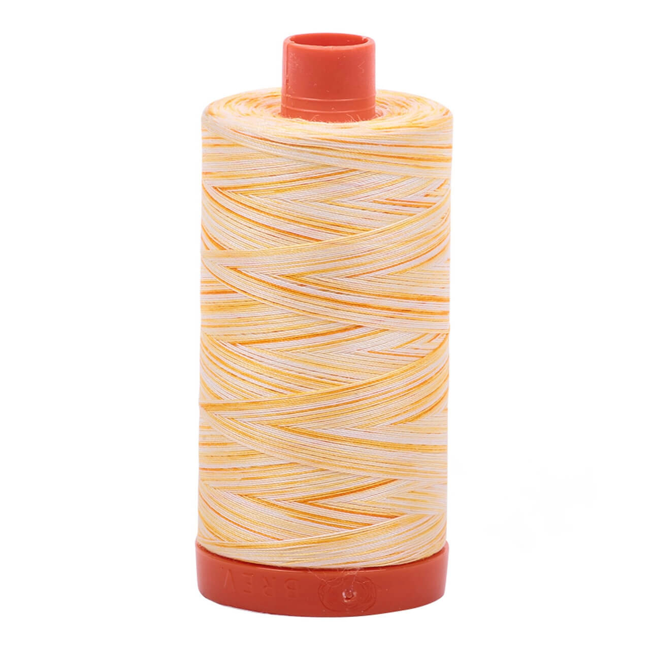 Large spool of Aurifil Limoni 50wt Egyptian cotton thread in variegated yellow