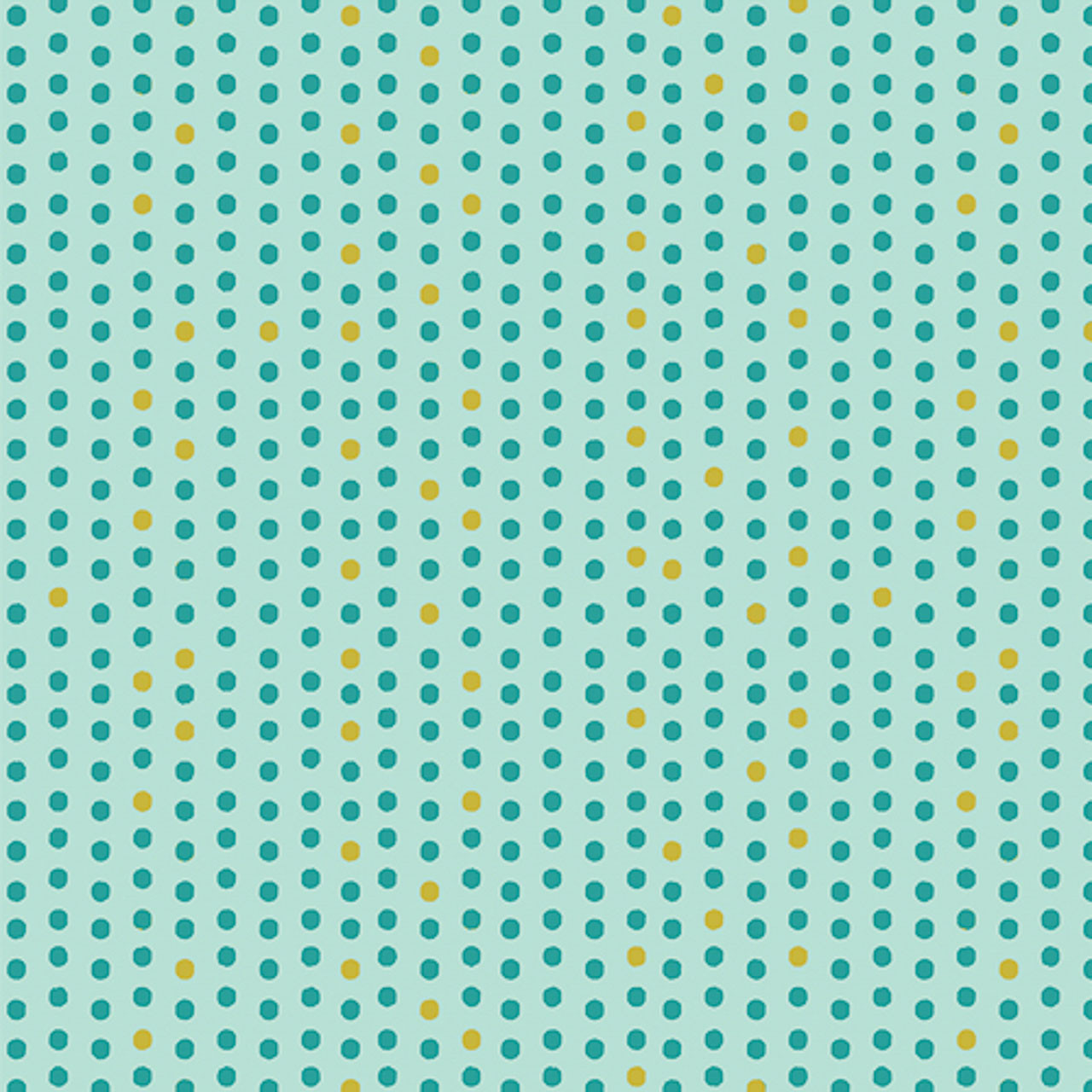 Turquoise 100% cotton fabric with yellow dot pattern from Art Gallery Fabrics' Path to Discovery collection, named Paw-some Eight.