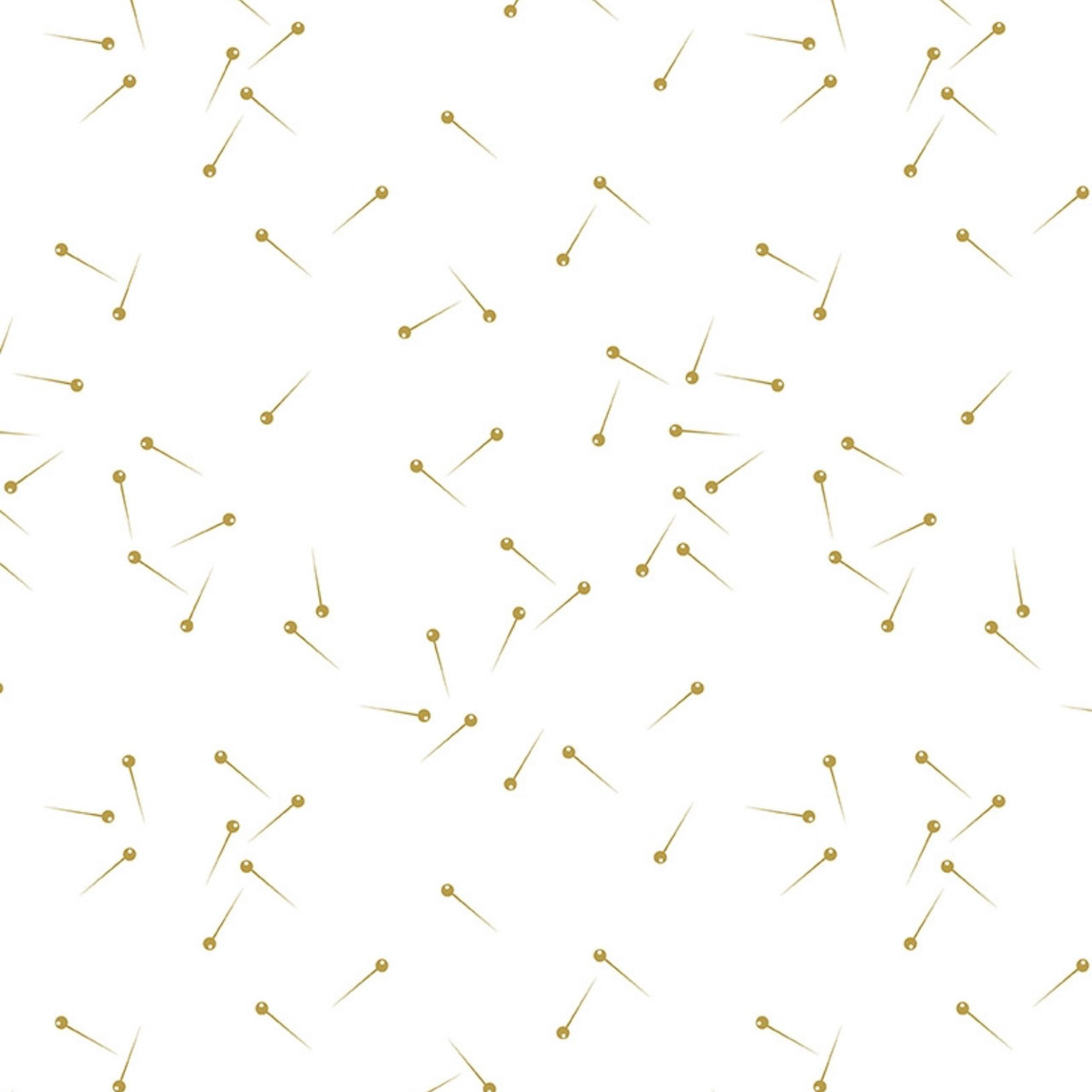 Golden pin drop pattern on white cotton fabric from Riley Blake's Pin Drop collection.