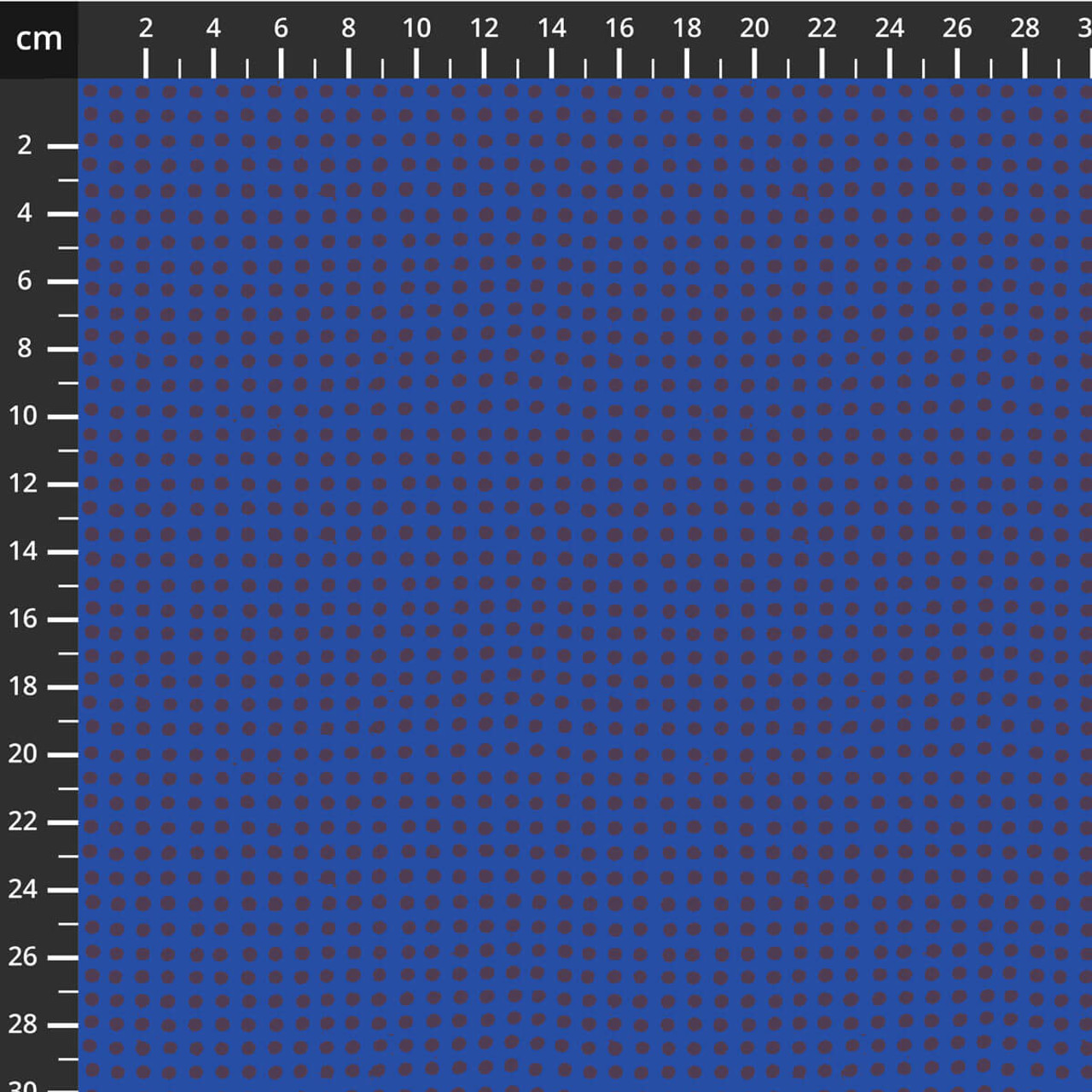 Dots in Majorelle quilting fabric by Heather Ross for Windham Fabrics, featuring deep violet painterly dots on a vibrant cobalt blue background in a regular dot grid.