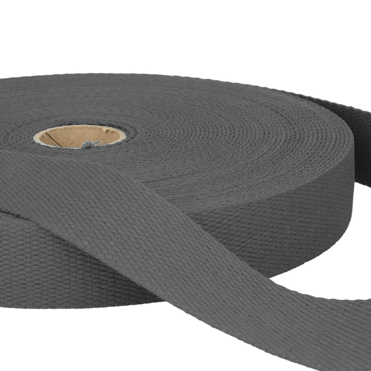 Stephanoise Charcoal Cotton Bag Webbing, 1" / 
25mm Cotton Webbing in Grey Black