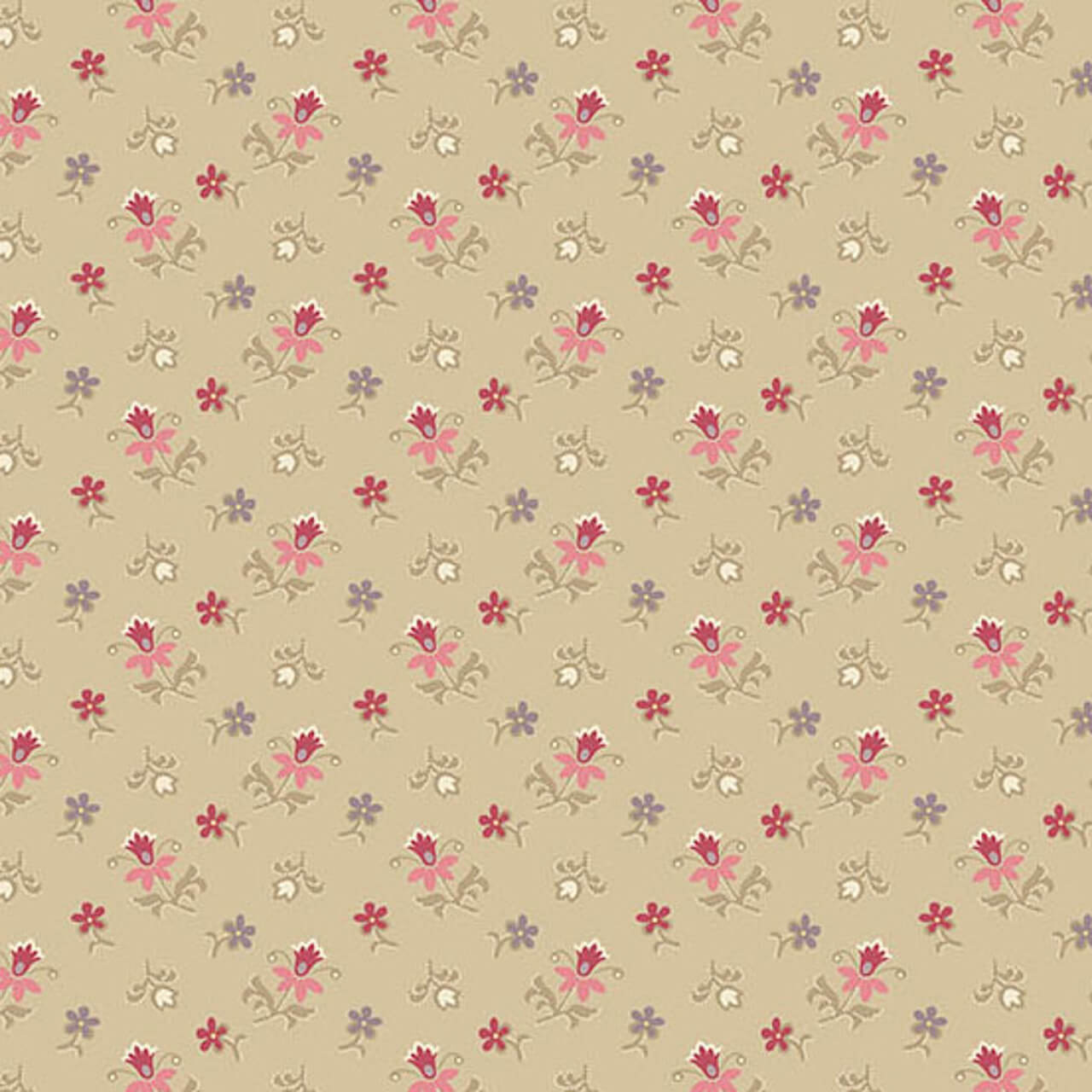 Andover Fabrics Wildflower Cottage Scatter Garden Buff—buff beige with red, pink, lavender and cream ditsy floral sprigs cotton print. Andover Fabrics Wildflower Cottage Scatter Garden Buff—buff beige with red, pink, lavender and cream ditsy floral sprigs cotton print.