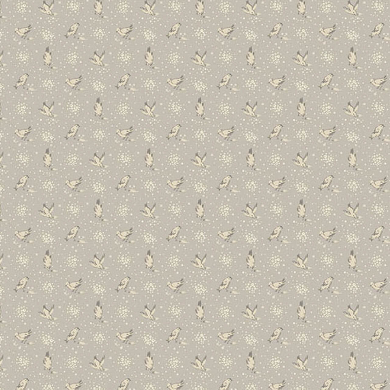 Andover Fabrics Wildflower Cottage Meadowlarks Cloud—cloud grey with cream meadowlark bird motifs cotton print. Andover Fabrics Wildflower Cottage Meadowlarks Cloud—cloud grey with cream meadowlark bird motifs cotton print.