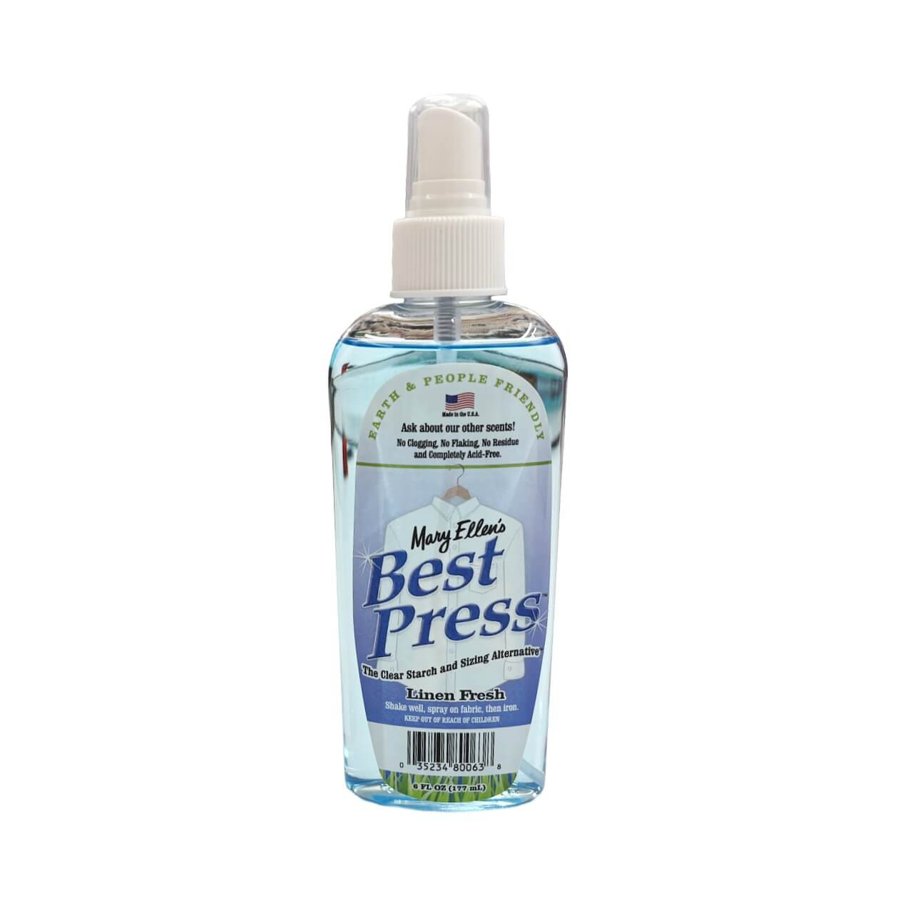 Mary Ellen’s Best Press Linen Fresh pressing spray, 177 ml spritzer bottle.