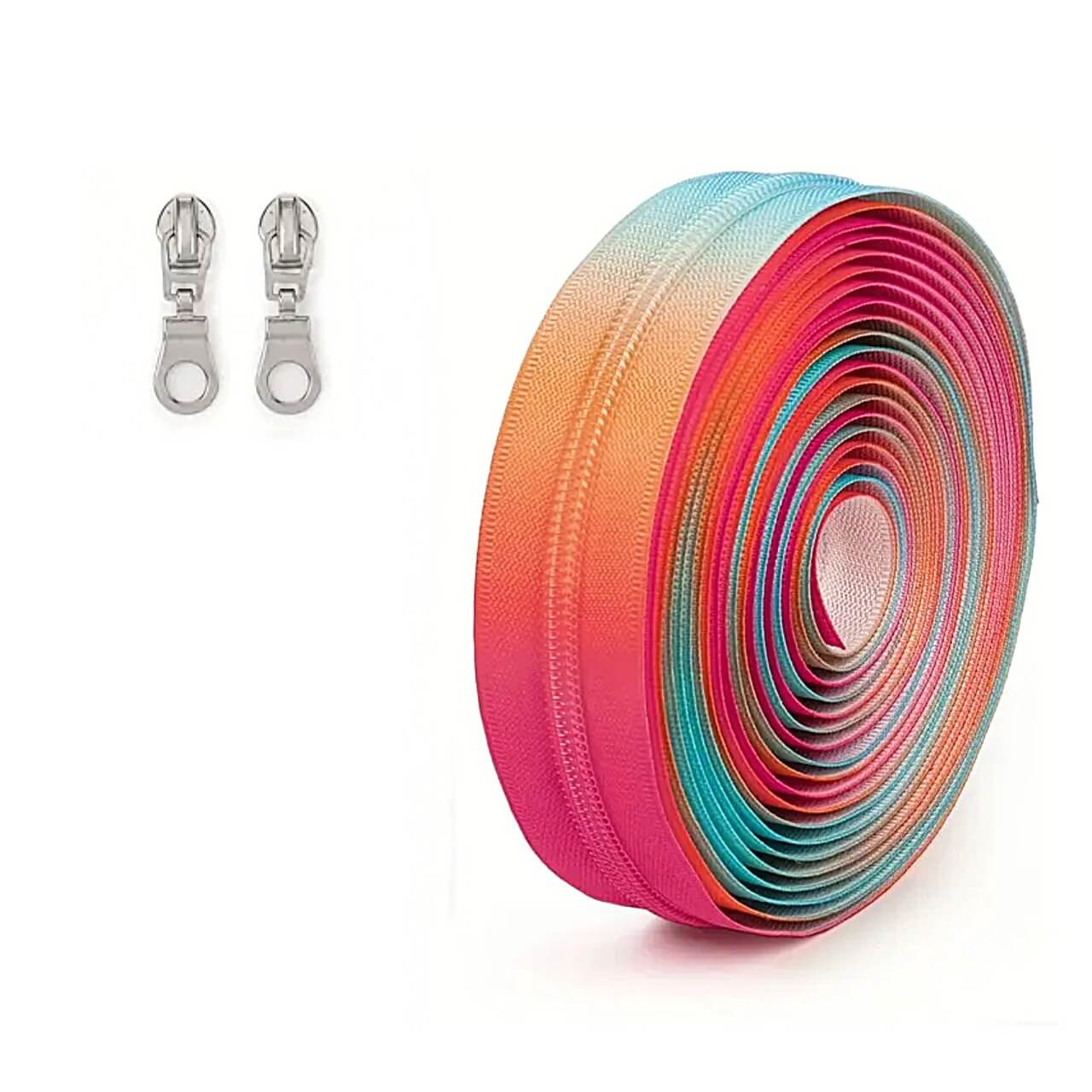 Roll of Sunset Ombre #5 nylon coil zip, sold by the half metre