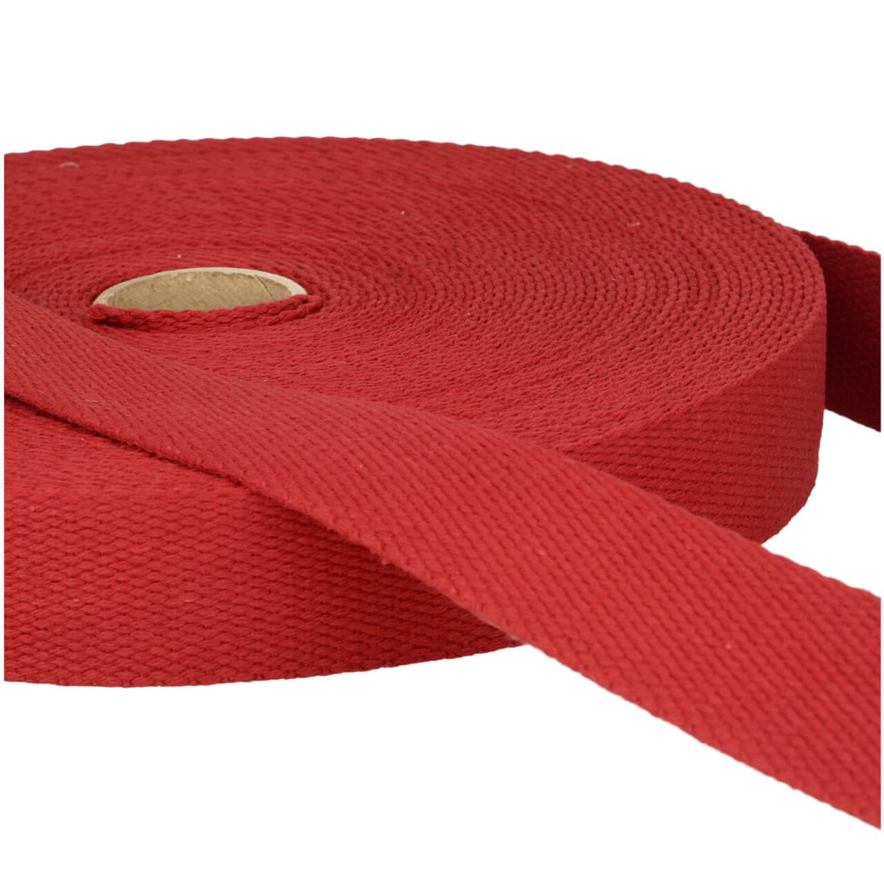 Burgundy 25mm cotton webbing roll, sold by the metre. Stephanoise 1" burgundy cotton webbing for bag straps