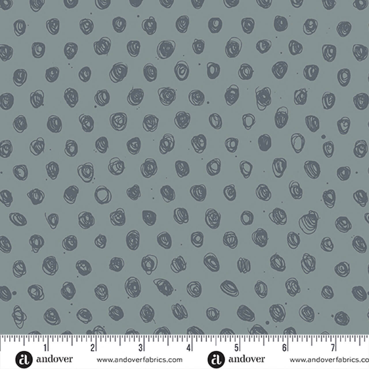 Close-up of Polka in Rhino fabric from the Ink Collection by Giucy Giuce, showcasing expressive polka dots in rich rhino grey.