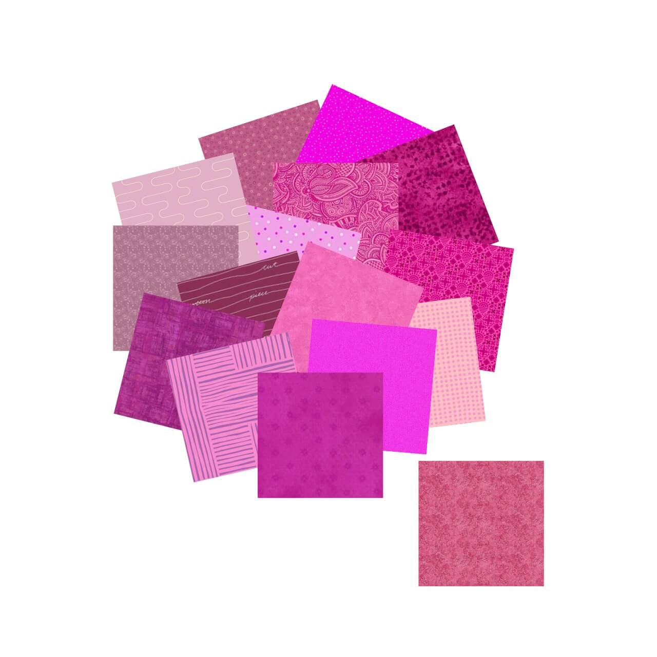 Morris Works Quilt Shop 2.5" mini charm squares, fuchsia and magenta quilting cotton prints