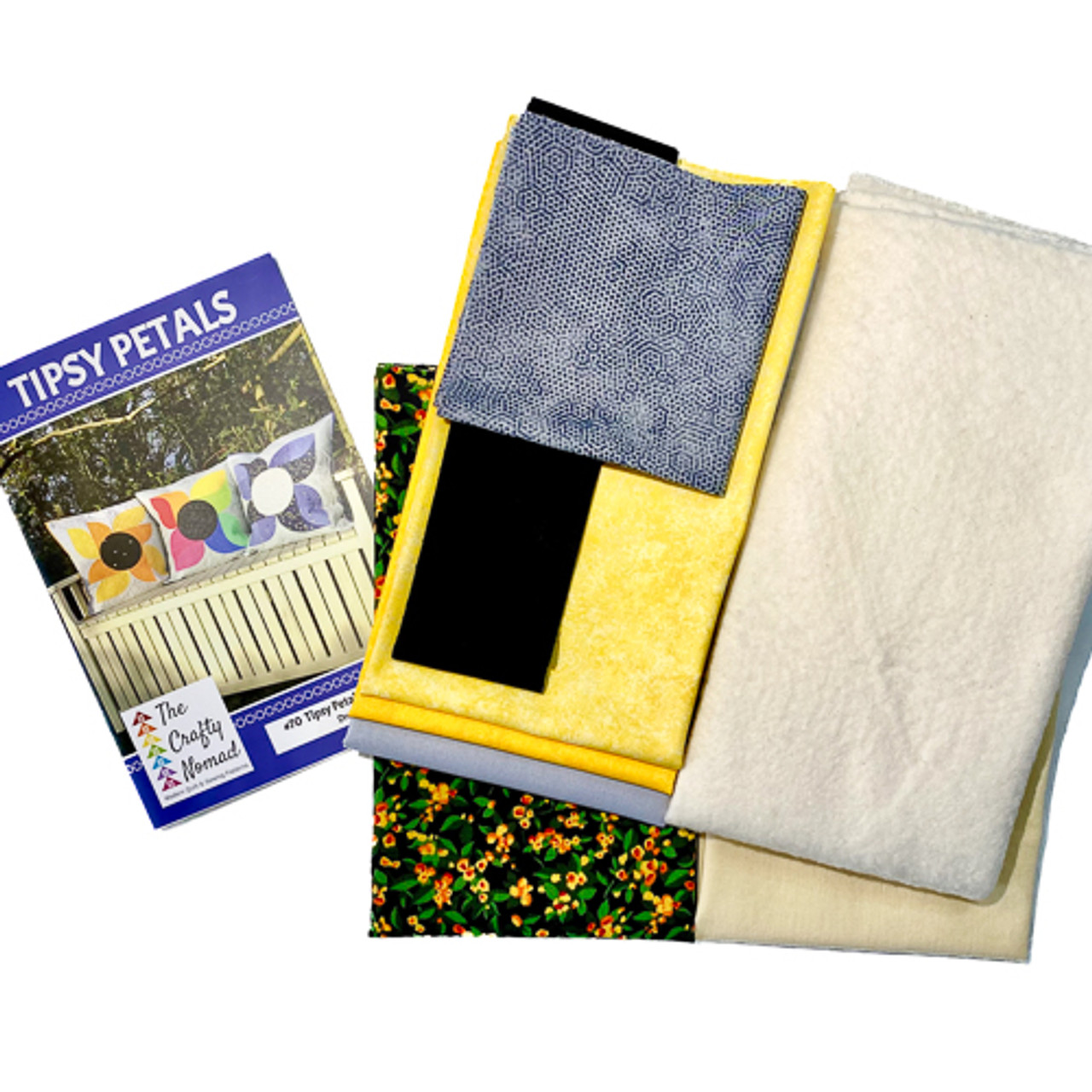 Crafty Nomad - Tipsy Petal Quilt Pattern. Sunflower Cushion Kit.