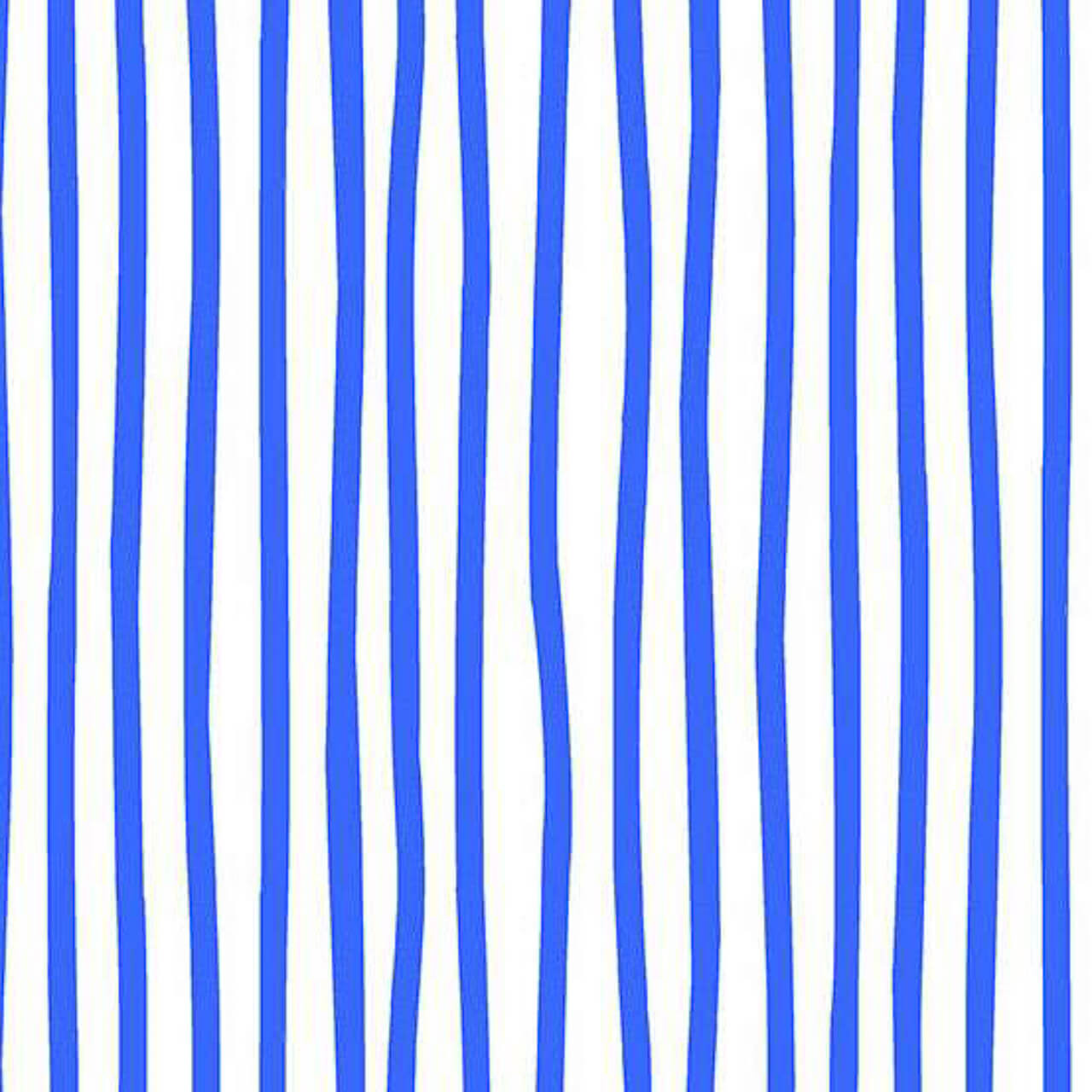 Canal in Delftware fabric with hand-drawn blue vertical stripes on a white background