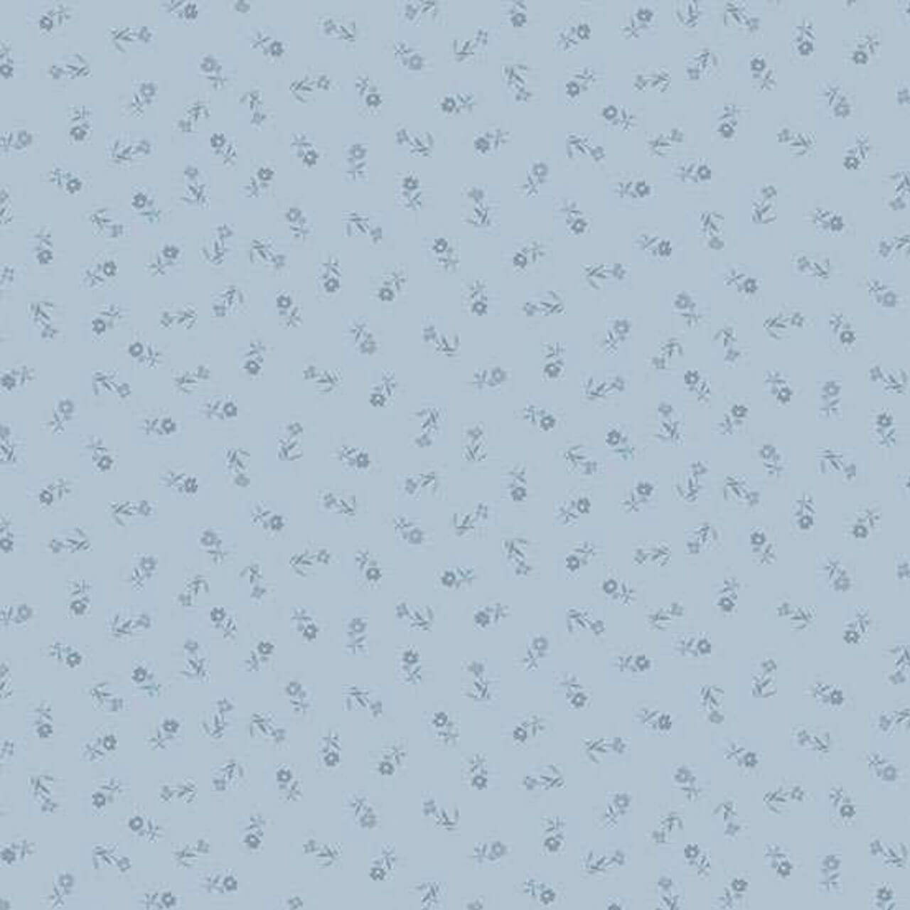 Makower UK Petite Fleur Sprig Blue fabric with small floral sprig motif on pale blue cotton background