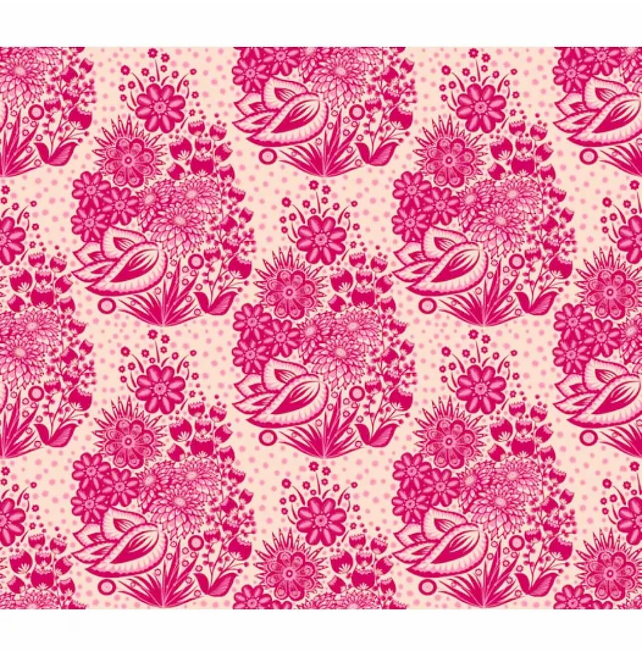 Northcott Fabrics Overdressed Red Totem red and pink large-scale floral quilting cotton showing full repeating botanical pattern