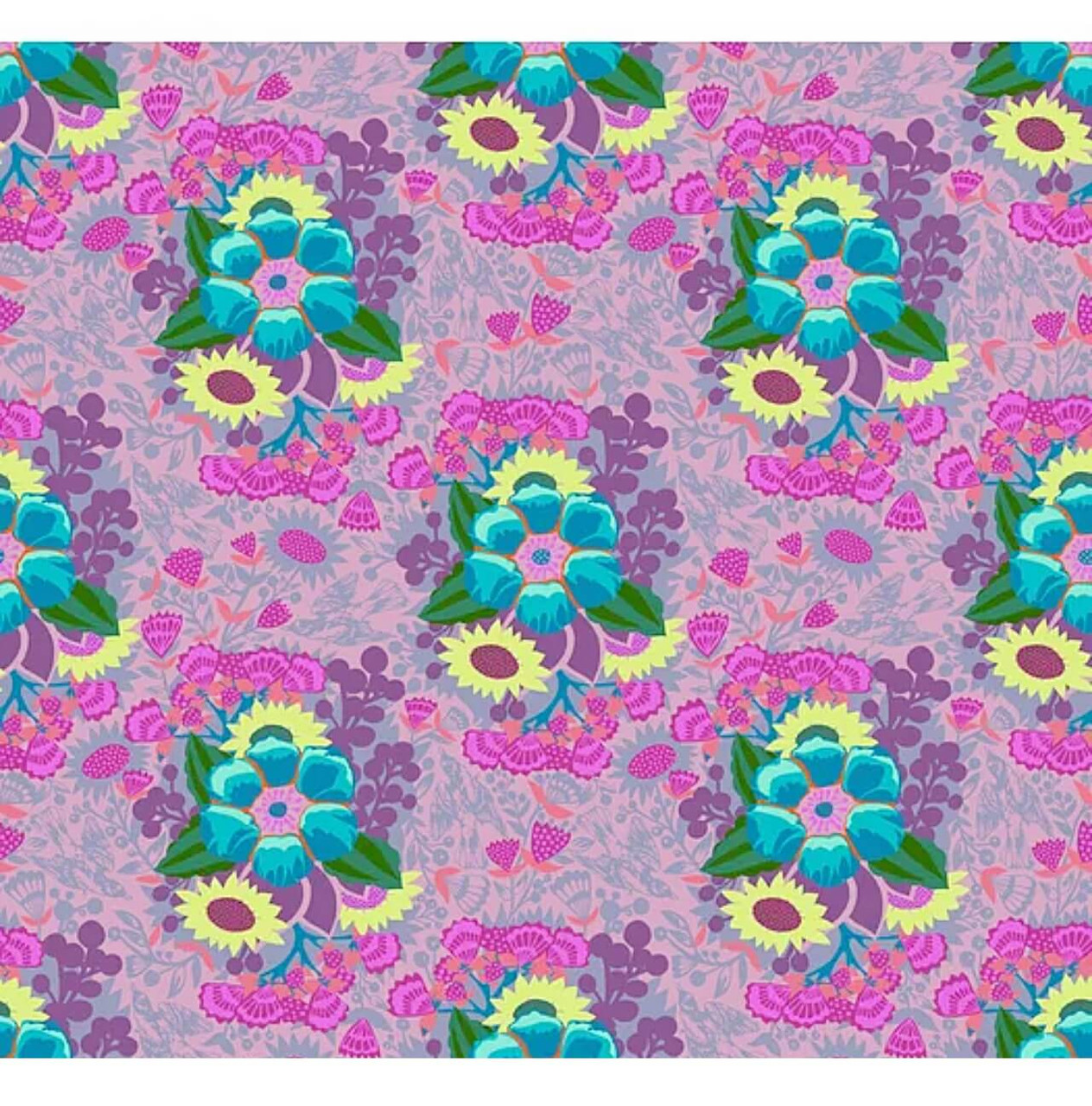 Northcott Fabrics Overdressed Grape Centerpiece grape and lilac floral quilting cotton showing full repeating botanical pattern