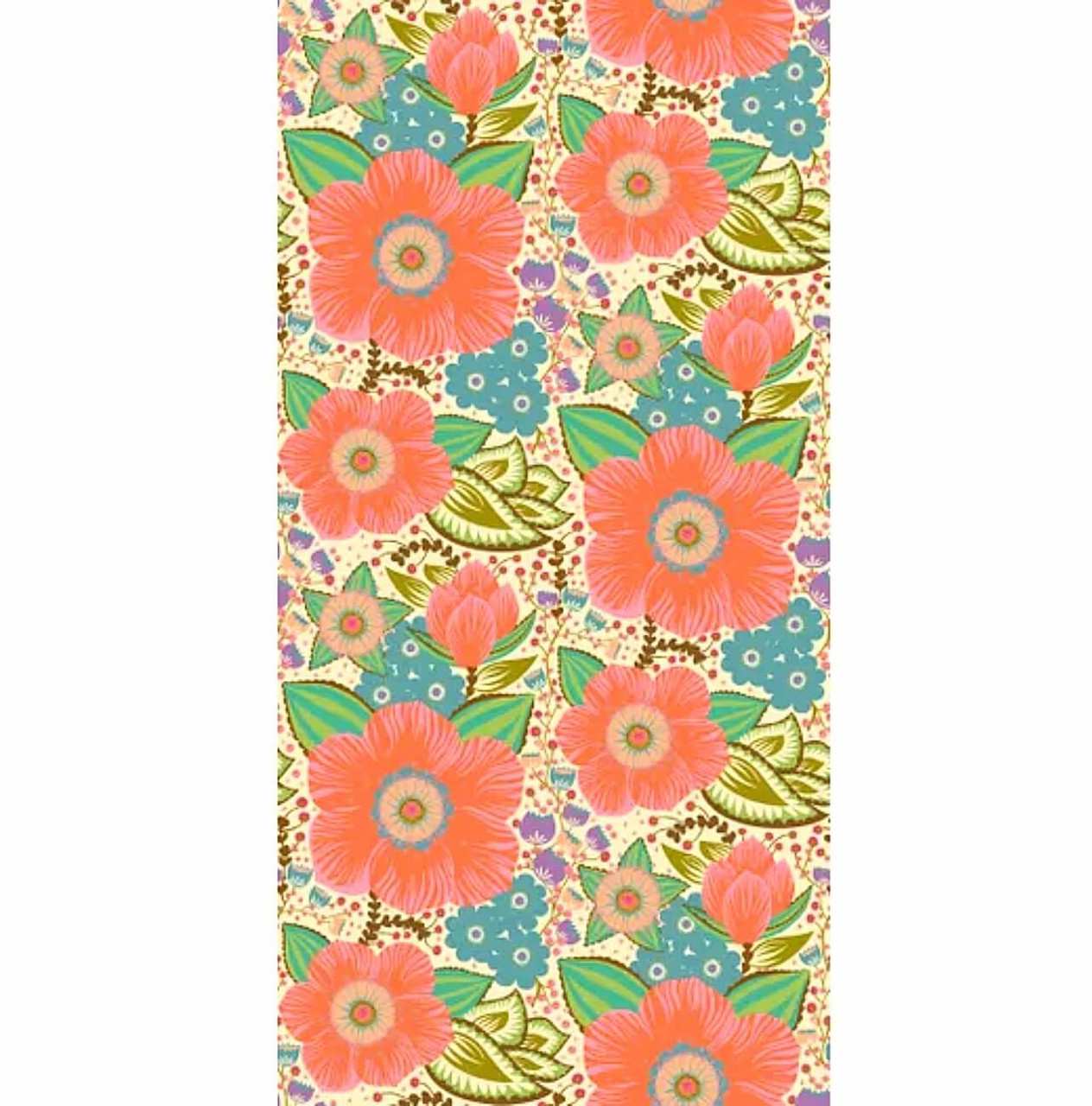 Northcott Fabrics Overdressed Haze Pouring Poppies pink and coral large-scale poppy quilting cotton showing full repeating pattern