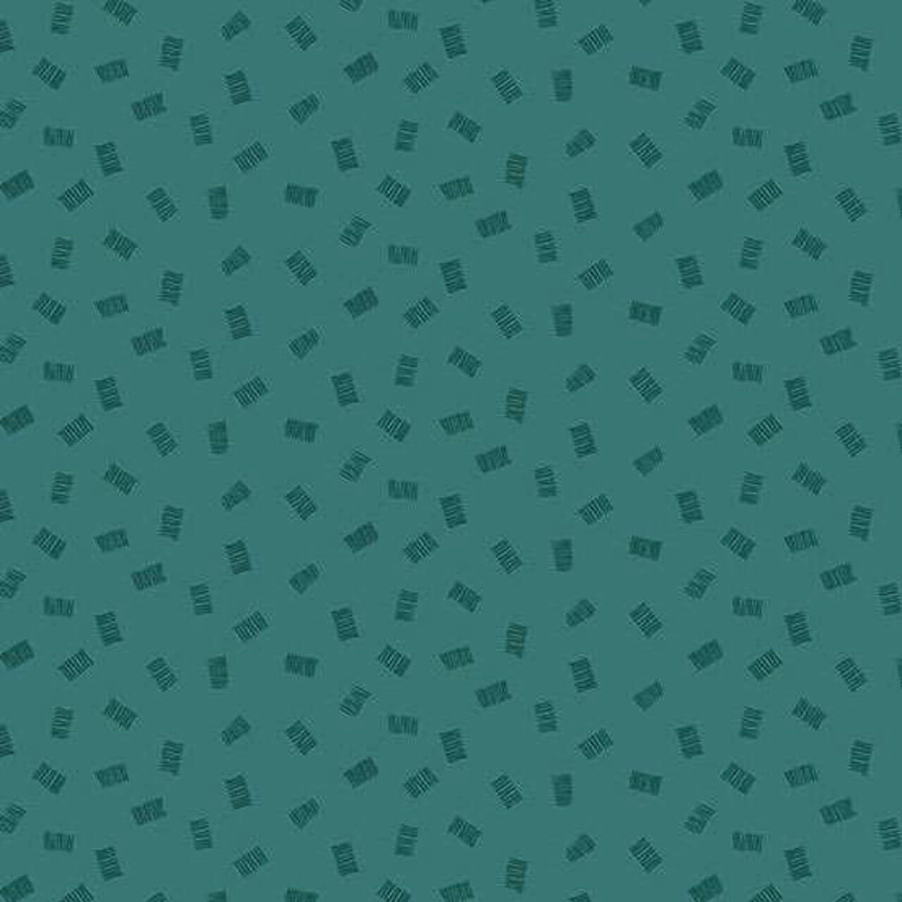 Andover Fabrics Moody Hues Chunks Teal Green quilting cotton with small teal dash motifs on deep teal background