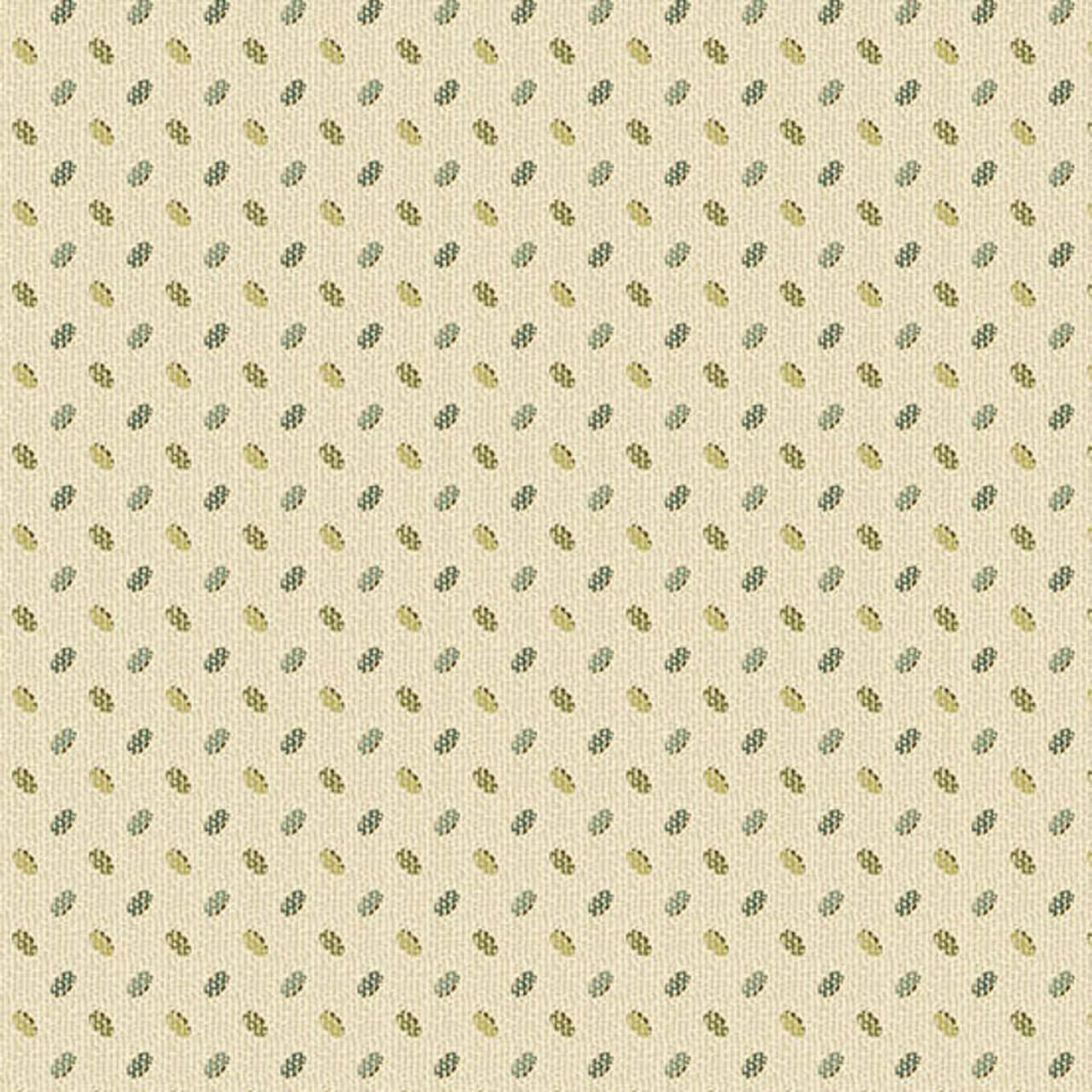 Andover Fabrics Laundry Line Planting Green quilting cotton with small green seed sprig motifs on a soft cream background