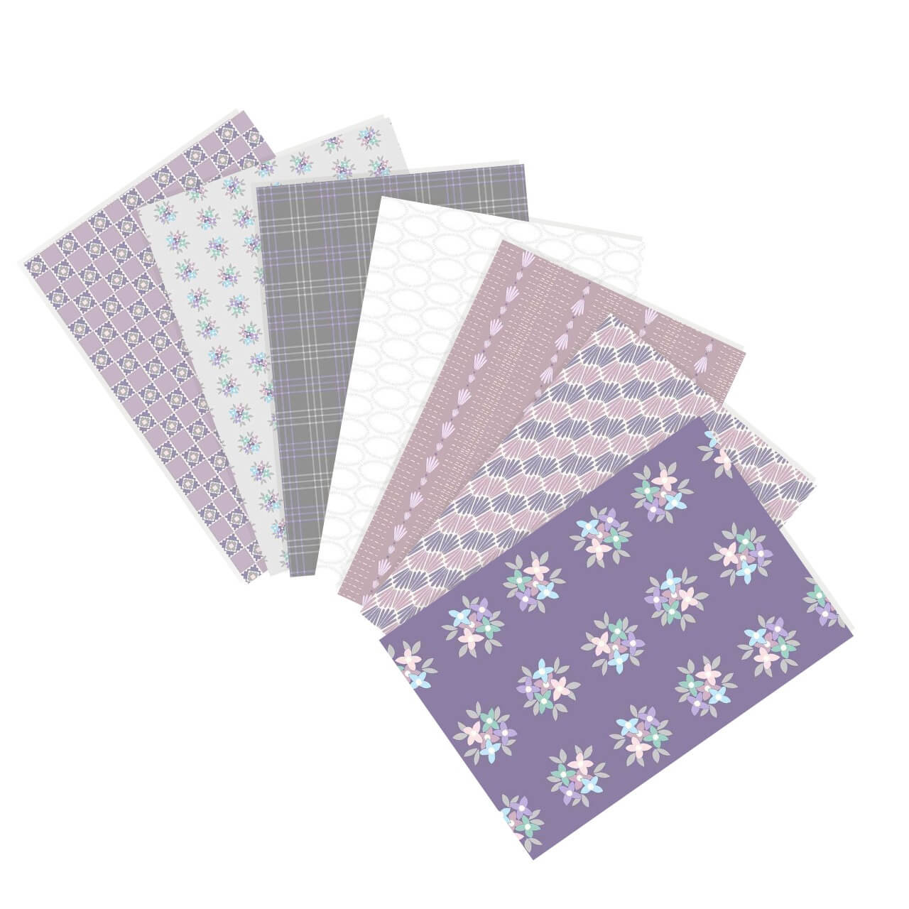 Friday Night Nightcap fat quarter bundle featuring lavender and lilac fabrics from the Karen Lewis Friday Night collection.