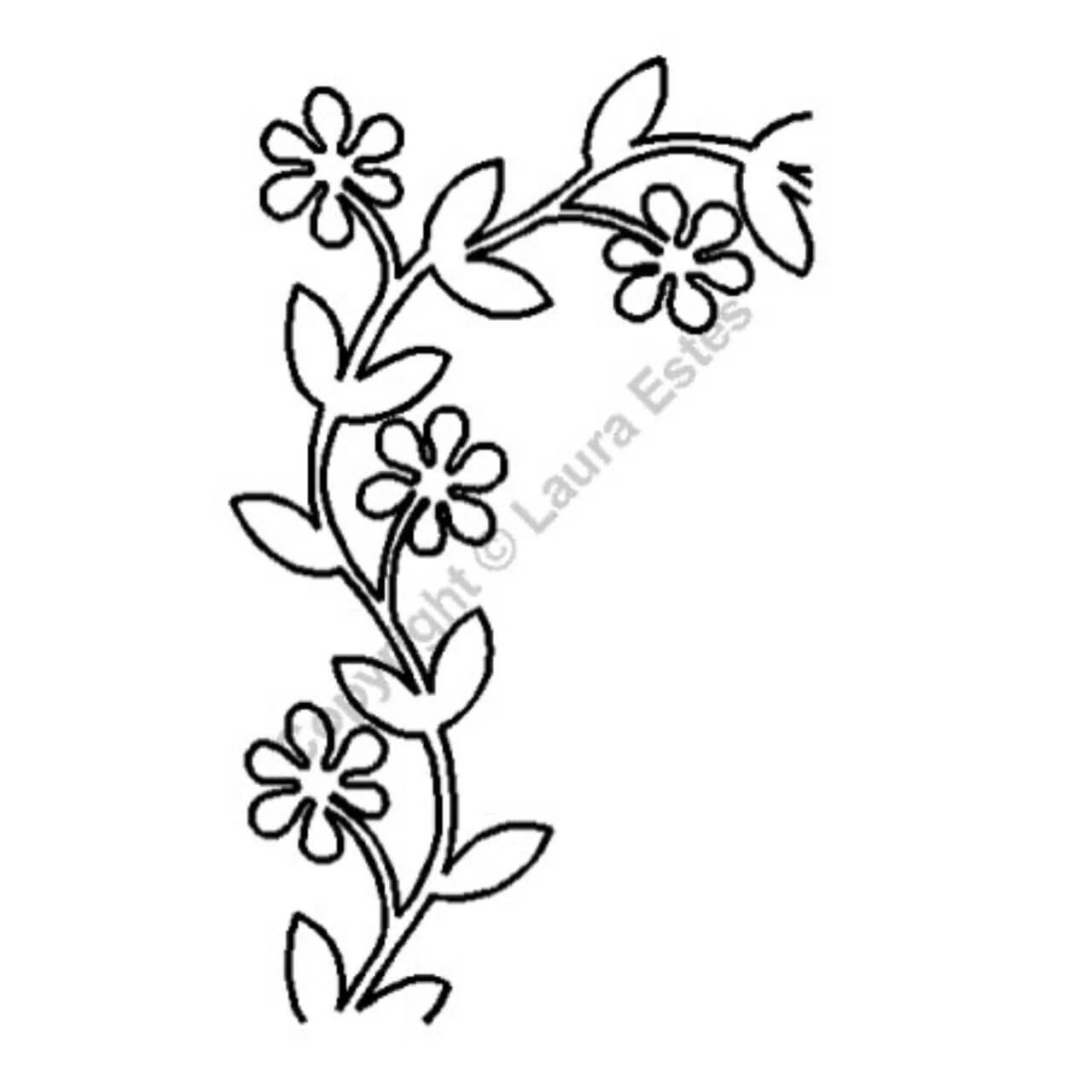 Line Drawing for 4" Floral Vine Quilting Stencil