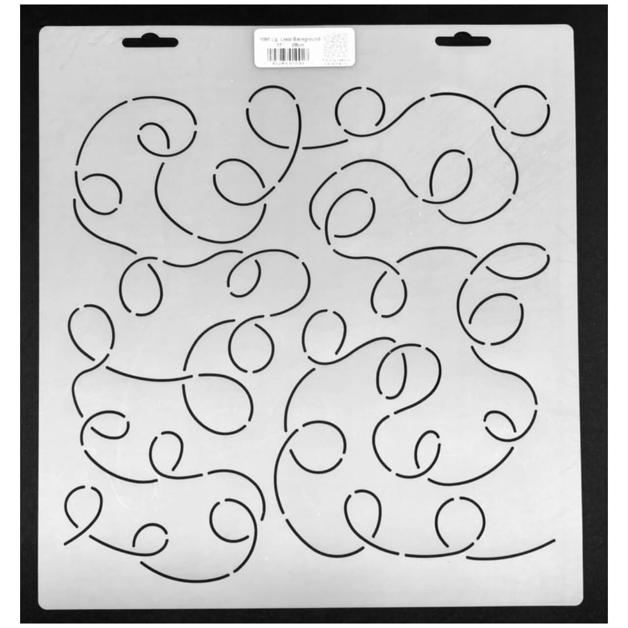 Flexible semi-transparent Mylar quilting stencil featuring a flowing all-over loop background design for marking continuous quilting patterns.