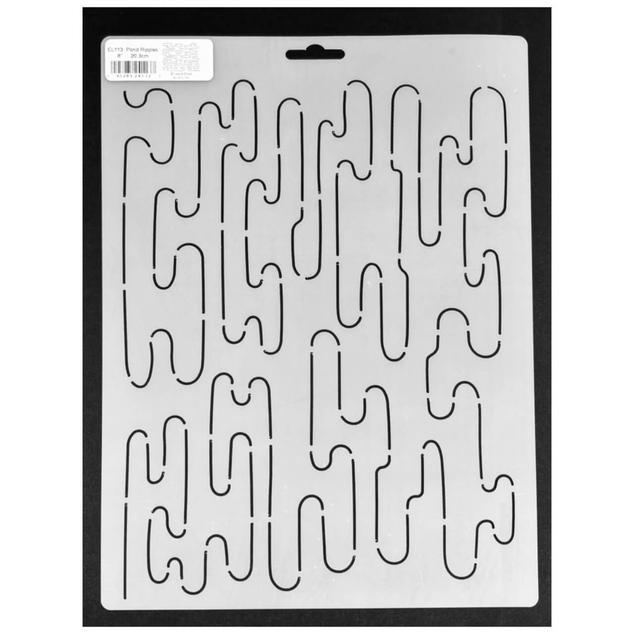 Flexible semi-transparent Mylar quilting stencil featuring a flowing pond ripples background design for marking continuous all-over quilting patterns.