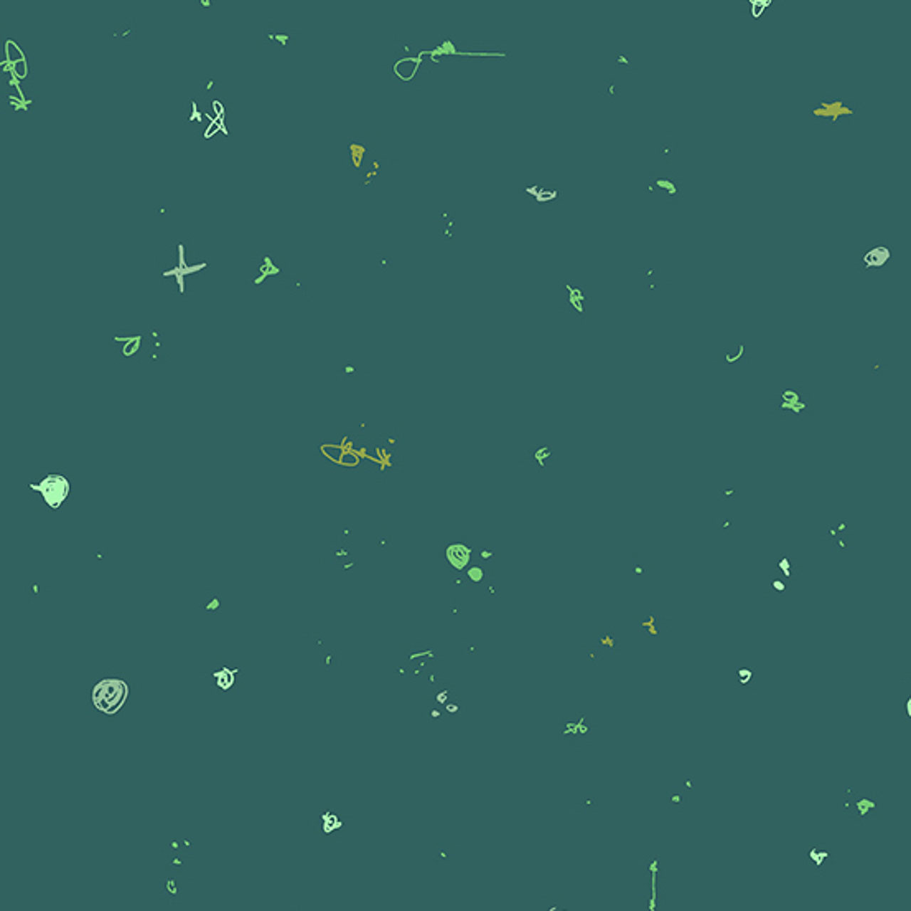 Dark green fabric with abstract doodle design from the Motley collection by Giucy Giuce