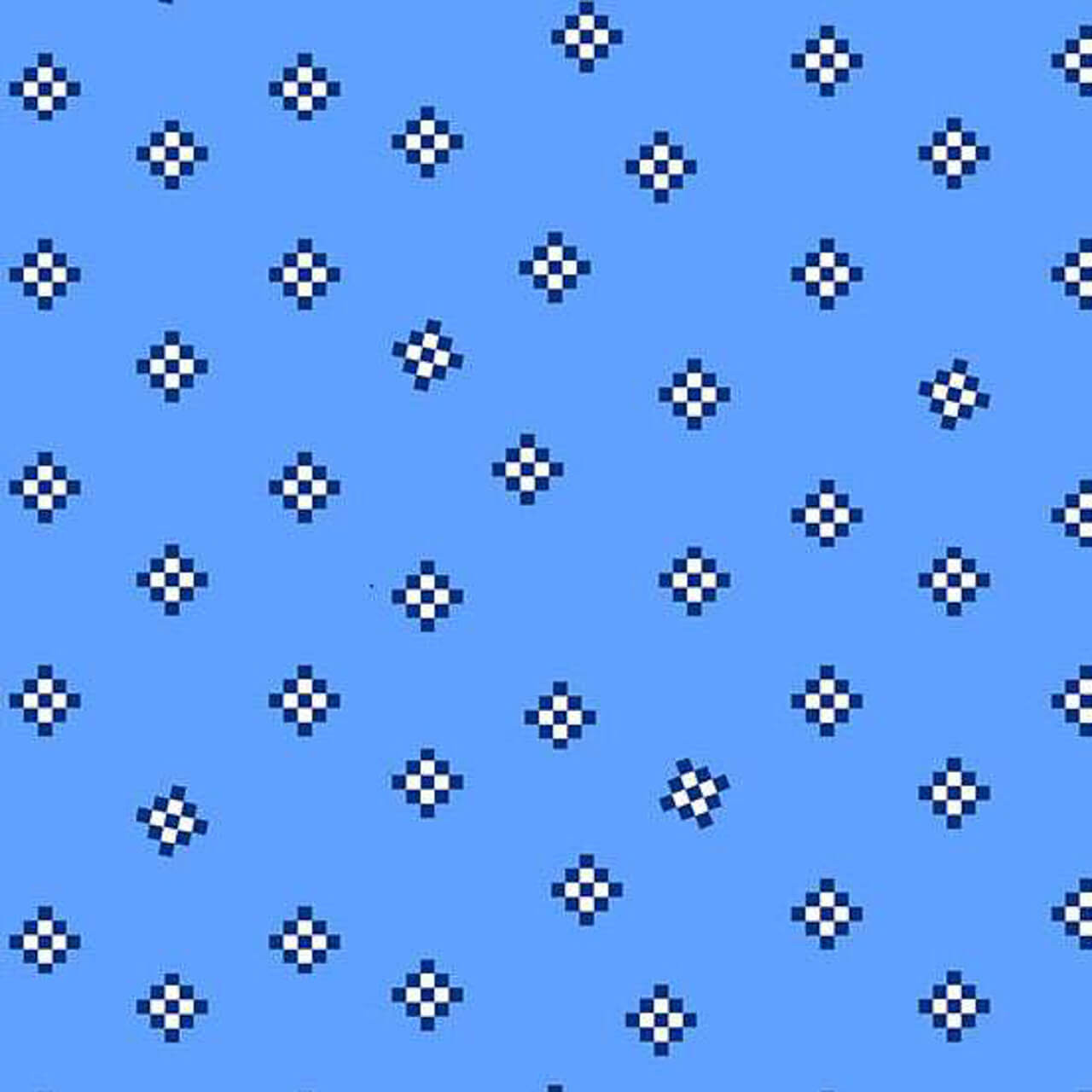 Rijks in Cobalt fabric with small white diamond motifs on a bright cobalt blue background